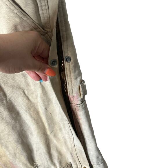 Carhartt VTG Coverall Insulated Double Front Knee Bib Overalls FLAW Tan 42x29 - Picture 9 of 10